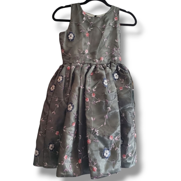 CHASING FIREFLIES Girls Gray Embroidered Boutique Fit & Flare Formal Party dress - Picture 2 of 8